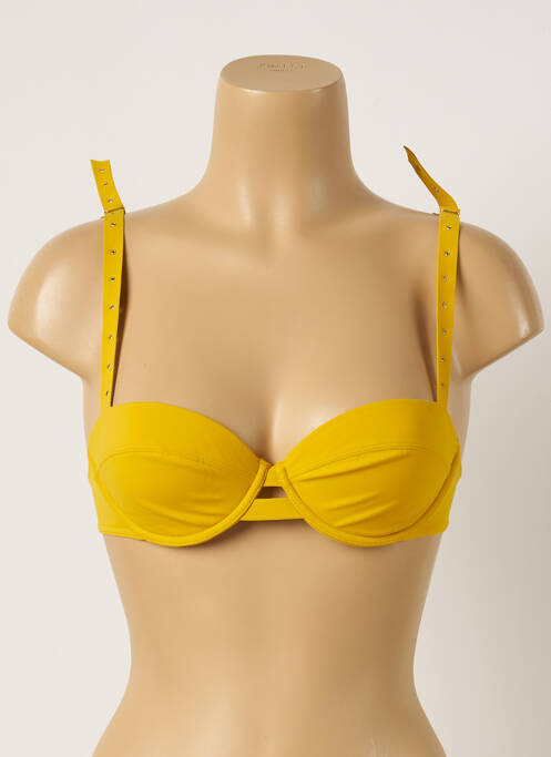 Haut de maillot de bain stretch haut soutien-gorge moulé jaune MAISON LEJABY femme