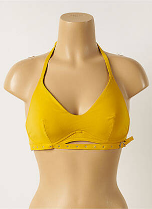Haut de maillot de bain stretch haut triangles jaune MAISON LEJABY femme