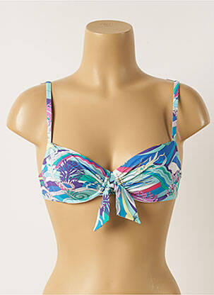 Haut de maillot de bain stretch haut soutien-gorge emboitant bleu MAISON LEJABY femme