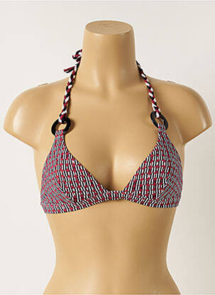 Haut de maillot de bain stretch haut triangles rouge MAISON LEJABY femme