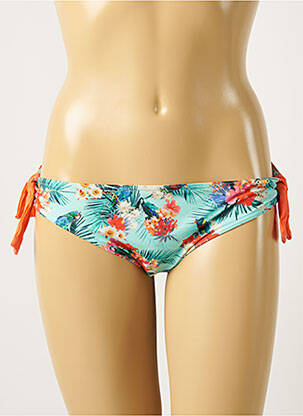 Bas de maillot de bain imprimé fleurs bikini bleu LIVIA femme