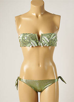 Maillot de bain 2 pièces stretch haut bandeau vert WOW BIKINI femme