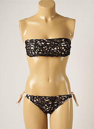 Maillot de bain 2 pièces stretch haut bandeau noir WOW BIKINI femme