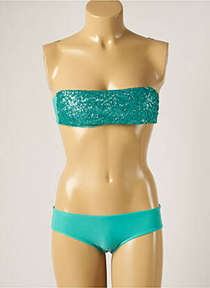 Maillot de bain 2 pièces stretch haut bandeau vert WOW BIKINI femme