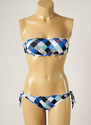 Maillot de bain 2 pièces stretch haut bandeau bleu WOW BIKINI femme