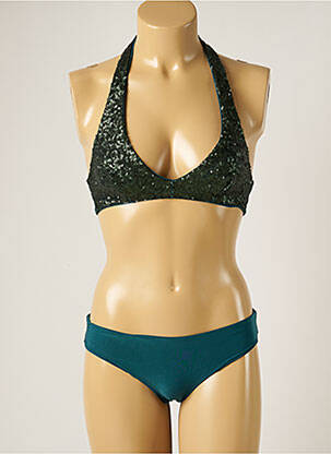 Maillot de bain 2 pièces stretch haut soutien-gorge emboitant vert WOW BIKINI femme