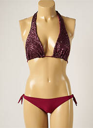 Maillot de bain 2 pièces stretch haut triangles rouge WOW BIKINI femme