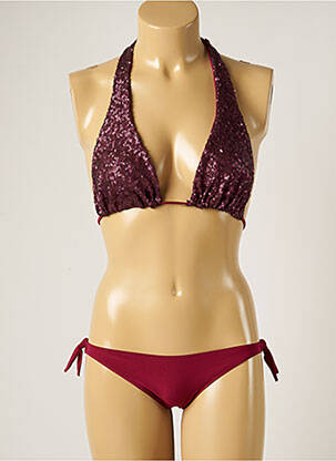 Maillot de bain 2 pièces stretch haut triangles rouge WOW BIKINI femme
