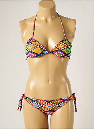 Maillot de bain 2 pièces stretch haut soutien-gorge avec mousse de rembourrage amovible bleu WOW BIKINI femme