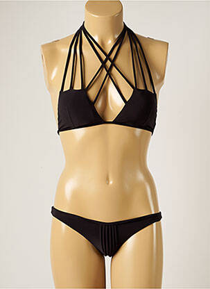Maillot de bain 2 pièces stretch haut soutien-gorge avec mousse de rembourrage amovible noir WOW BIKINI femme