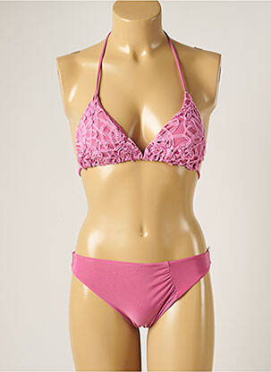 Maillot de bain 2 pièces stretch haut soutien-gorge avec mousse de rembourrage amovible rose WOW BIKINI femme