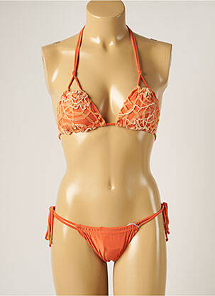 Maillot de bain 2 pièces stretch haut soutien-gorge avec mousse de rembourrage amovible orange WOW BIKINI femme
