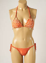Maillot de bain 2 pièces stretch haut soutien-gorge avec mousse de rembourrage amovible orange WOW BIKINI femme