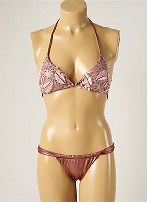 Maillot de bain 2 pièces stretch haut soutien-gorge avec mousse de rembourrage amovible orange WOW BIKINI femme