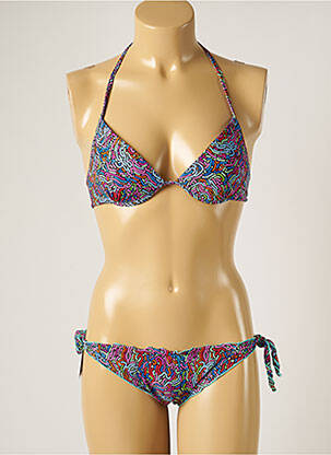 Maillot de bain 2 pièces stretch haut soutien-gorge moulé bleu WOW BIKINI femme