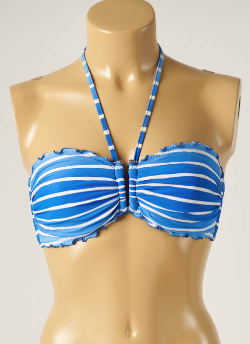 Haut de maillot de bain fermeture liens à nouer haut soutien-gorge moulé bleu SEAFOLLY femme