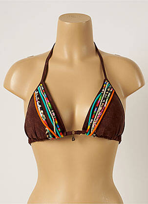 Haut de maillot de bain fermeture liens à nouer haut soutien-gorge avec mousse de rembourrage amovible marron BANANA MOON femme