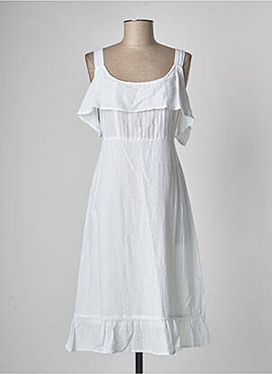Robe mi-longue blanc COLINE pour femme