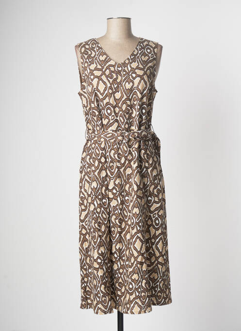 Robe mi-longue imprimé fantaisie sans manche marron BRANDTEX femme