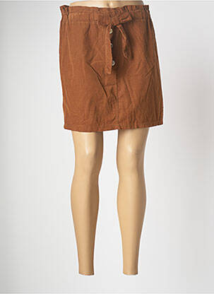 Jupe courte taille haute marron MADE IN ITALY femme