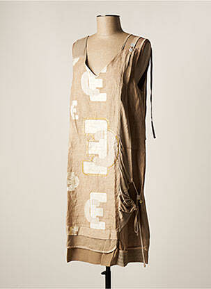 Robe mi-longue sans manche sans manche beige ELISA CAVALETTI femme