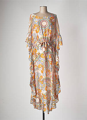 Robe longue manches longues manches longues orange SUNDRESS femme