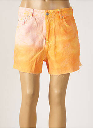 Short fermeture zippée sous rabat boutonné taille haute orange LTB femme