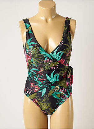 Maillot de bain 1 pièce effet matière satinée haut triangles noir ONLY femme