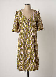 Robe mi-longue coupe fluide manches courtes jaune CREAM femme