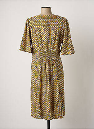 Robe mi-longue coupe fluide manches courtes jaune CREAM femme