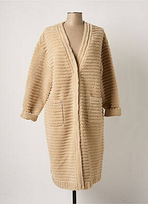 Manteau long fermeture pressionnée sans capuche beige RINO & PELLE femme