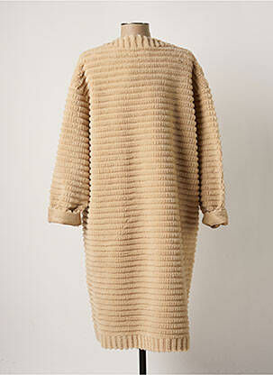 Manteau long fermeture pressionnée sans capuche beige RINO & PELLE femme