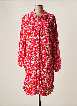 Robe mi-longue imprimé fantaisie manches longues rouge YEST femme