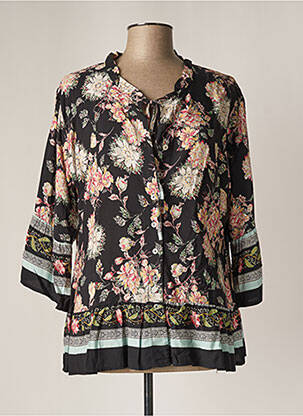Chemisier imprimé fleurs manches longues noir FRED SABATIER femme