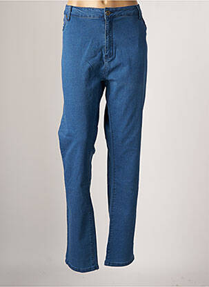 Pantalon slim broderie rivets taille normale bleu CARISAL femme