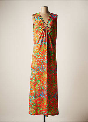 Robe longue imprimé fantaisie sans manche orange EGO femme