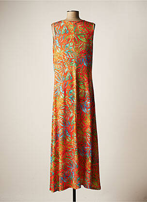 Robe longue imprimé fantaisie sans manche orange EGO femme