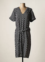 Robe mi-longue imprimé fantaisie manches courtes noir CONCEPT K femme