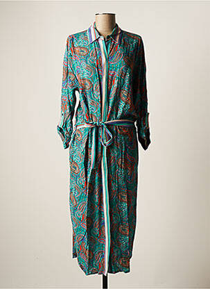 Robe mi-longue imprimé fantaisie manches longues bleu EMA BLUE'S femme