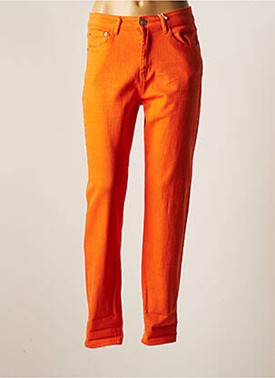 Jeans coupe slim broderie rivets taille haute orange ONADO femme