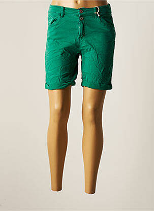 Bermuda tissage popeline taille normale vert MELLY & CO femme
