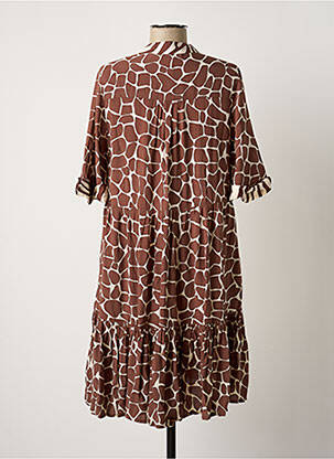 Robe mi-longue manches courtes manches courtes marron GENESIS femme