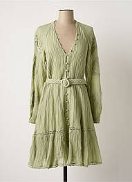 Robe mi-longue manches longues manches longues vert GUESS femme