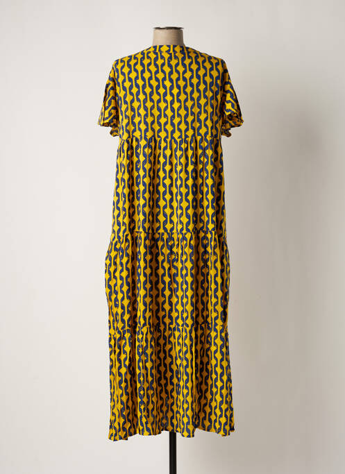 Robe longue imprimé fantaisie manches courtes jaune GENESIS femme