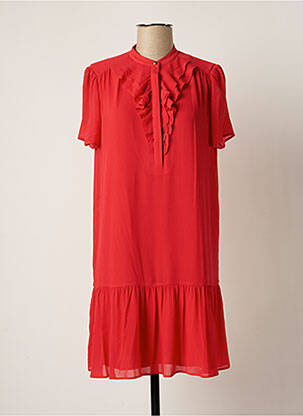 Robe mi-longue manches courtes manches courtes rouge IKKS femme