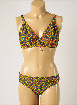 Maillot de bain 2 pièces stretch haut soutien-gorge emboitant jaune ANTIGEL femme