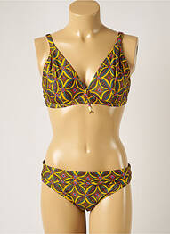 Maillot de bain 2 pièces stretch haut soutien-gorge emboitant jaune ANTIGEL femme
