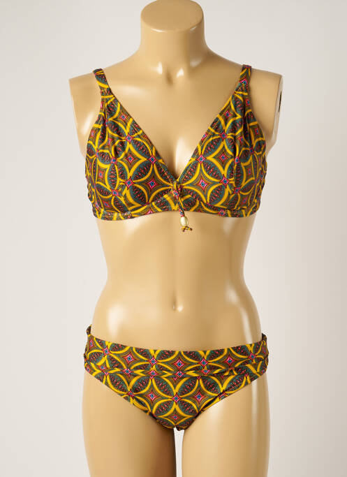 Maillot de bain 2 pièces stretch haut soutien-gorge emboitant jaune ANTIGEL femme