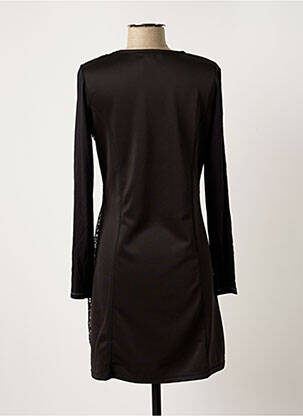 Robe mi-longue imprimé fantaisie manches longues noir KALISSON femme