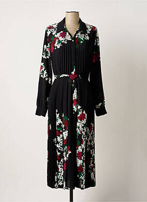 Robe longue manches longues manches longues noir KACY femme